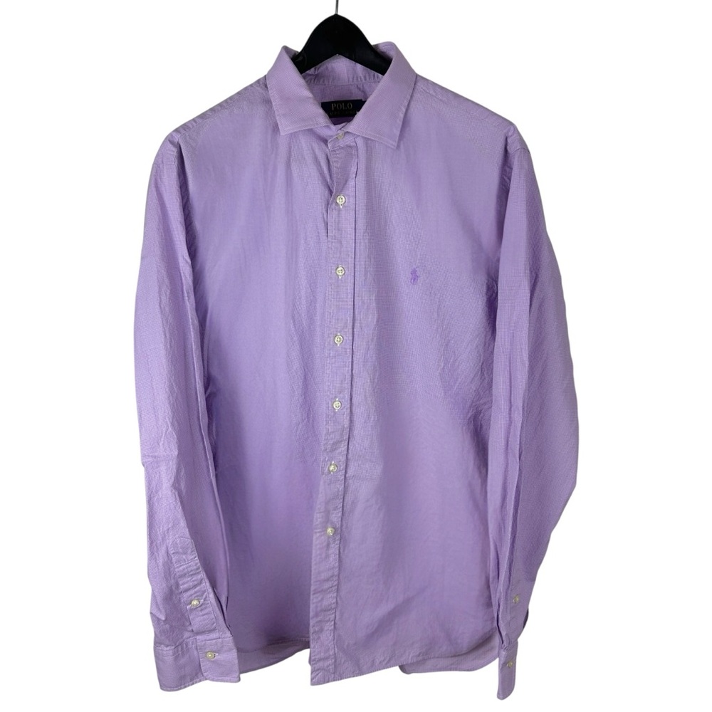 Mens Polo Ralph Lauren Purple Small Pony Button Down Dress Shirt Size 17